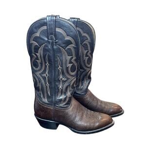 Nocona Cowboy Boots Mens 8.5 EE Brown Leather Western Round Toe Made in USA